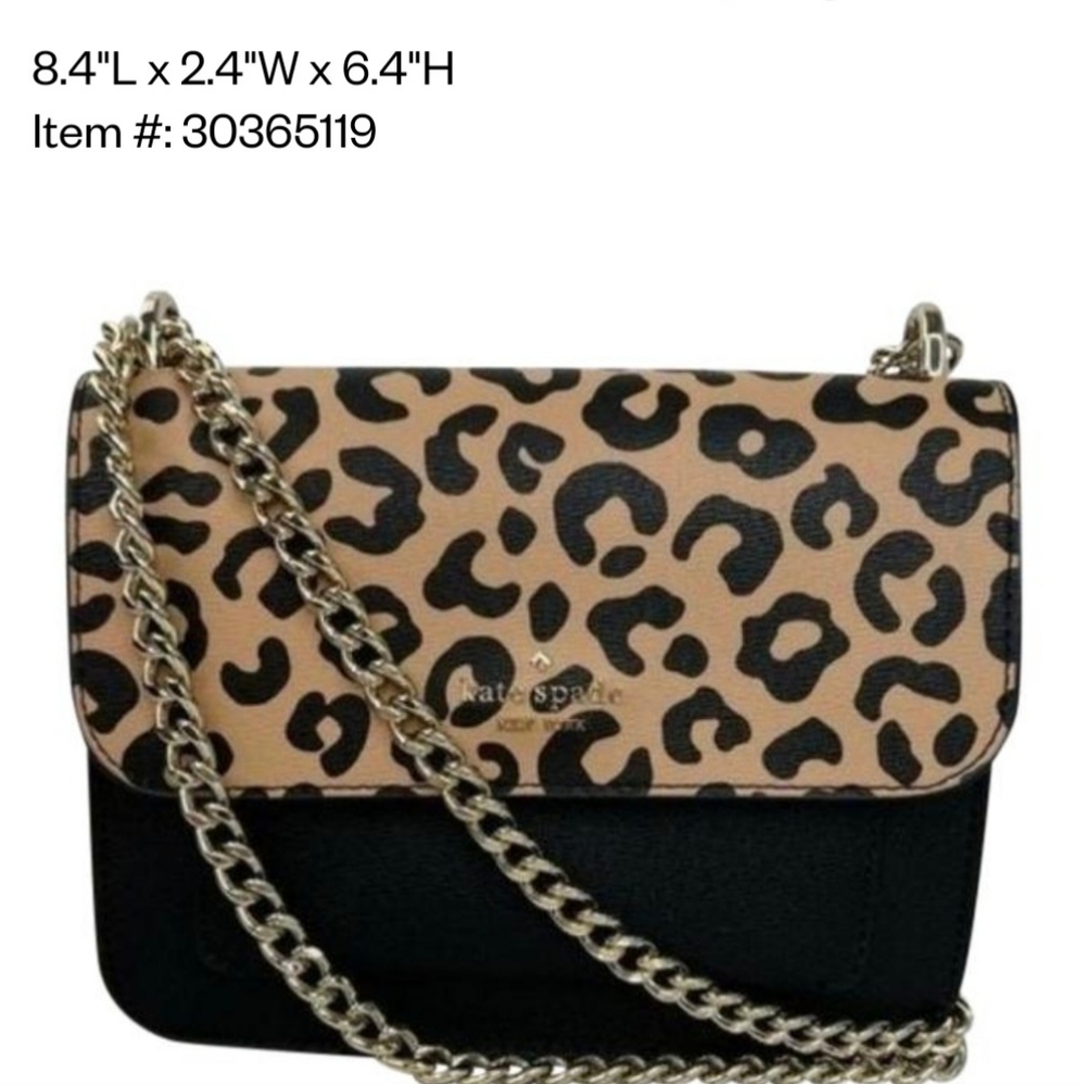 Kate Spade  Leopard Remi Flap Chain Leather Cross Body Bag